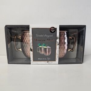 Tarnished Diamond Moscow Mule Copper Cups 20 Oz 2-Pack Set With Handles